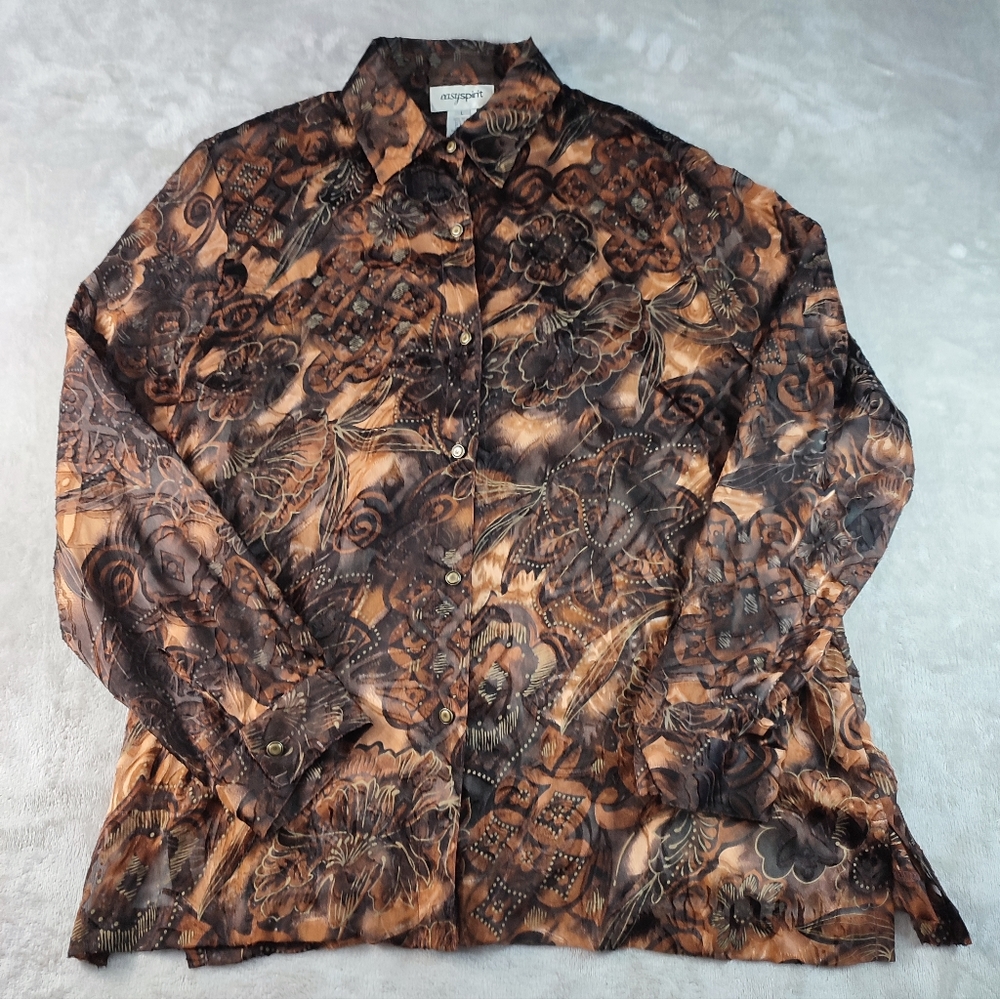Easy Spirit Vintage Silk Blend Blouse, Semi-Sheer                           #117